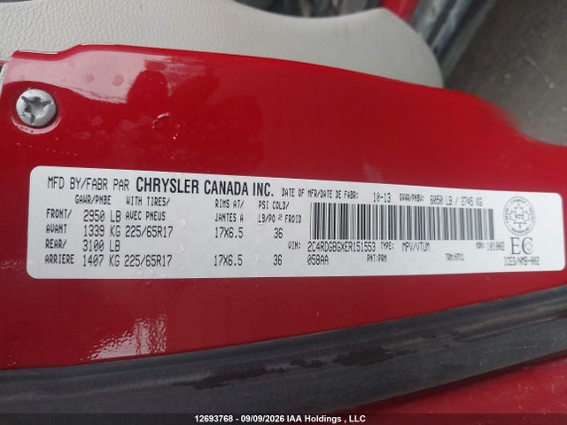 Продаж на аукціоні авто 2014 Dodge Grand Caravan Se/sxt, vin: 2C4RDGBGXER151553, номер лоту: 12693768
