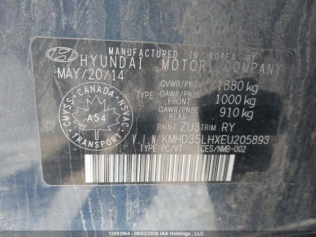 Продаж на аукціоні авто 2014 Hyundai Elantra Gt Gls, vin: KMHD35LHXEU205893, номер лоту: 12693964