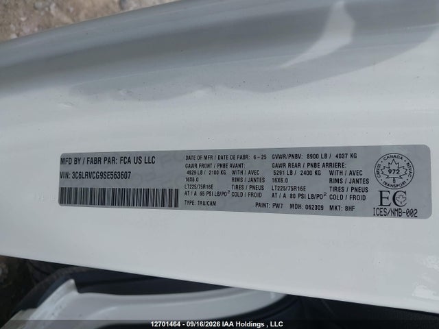 Aukcja sprzedaży 2025 Ram Promaster 2500 2500 High, vin: 3C6LRVCG9SE563607, numer aukcji: 12701464