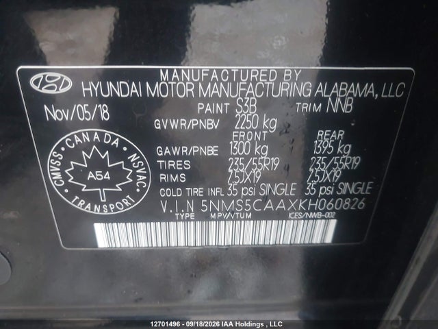 Hyundai Santa Fe Ultimate 2.0 2019 5NMS5CAAXKH060826 Image 9