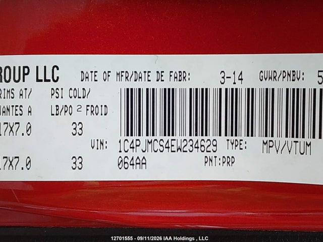 1C4PJMCS4EW234629 Jeep Cherokee Latitude