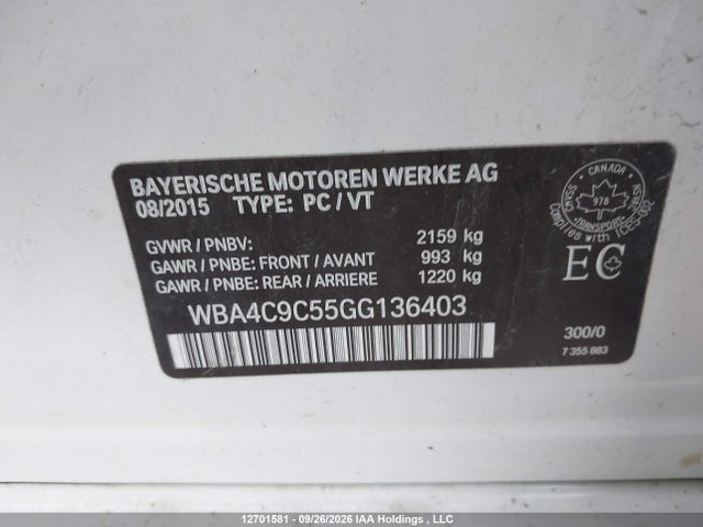 Aukcja sprzedaży 2016 Bmw 428 Xi Gran Coupe, vin: WBA4C9C55GG136403, numer aukcji: 12701581