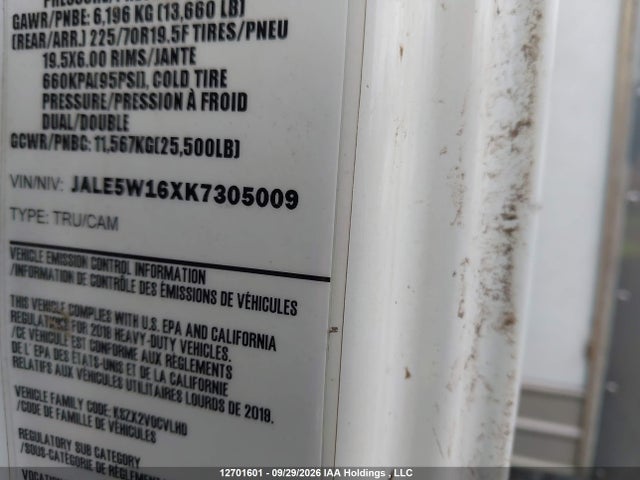 12701601 :رقم المزاد ، JALE5W16XK7305009 vin ، 2019 Isuzu Nrr مزاد بيع