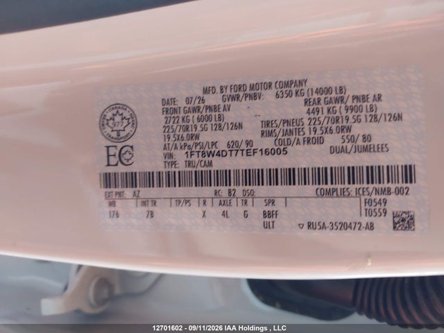2026 Ford F450 Super Duty მანქანა იყიდება აუქციონზე, vin: 1FT8W4DT7TEF16005, აუქციონის ნომერი: 12701602