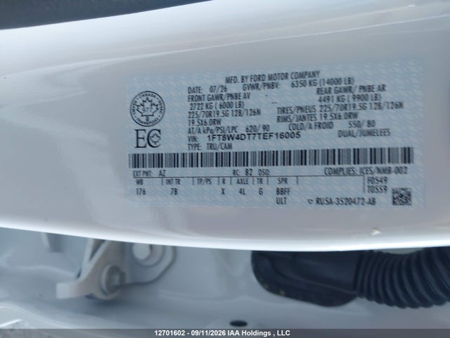 2026 Ford F450 Super Duty მანქანა იყიდება აუქციონზე, vin: 1FT8W4DT7TEF16005, აუქციონის ნომერი: 12701602