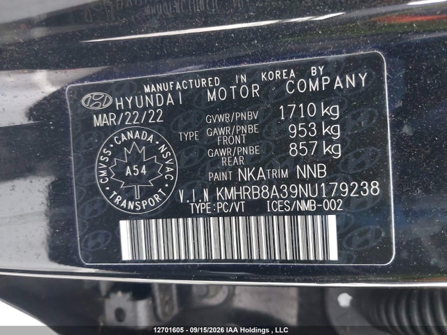 KMHRB8A39NU179238 Hyundai Venue