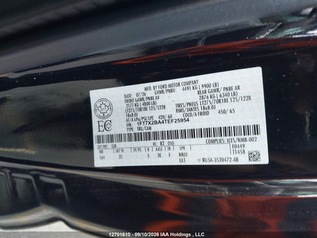 2026 Ford F250 Super Duty მანქანა იყიდება აუქციონზე, vin: 1FT7X2BA4TEF25954, აუქციონის ნომერი: 12701610