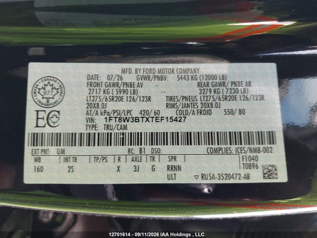 Ford F350 Super Duty 2026 1FT8W3BTXTEF15427 Image 18