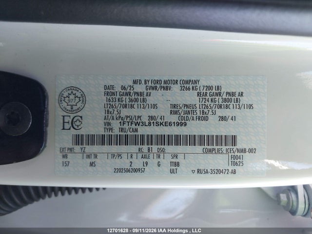Ford F150 Xlt 2025 1FTFW3L81SKE61999 Image 9