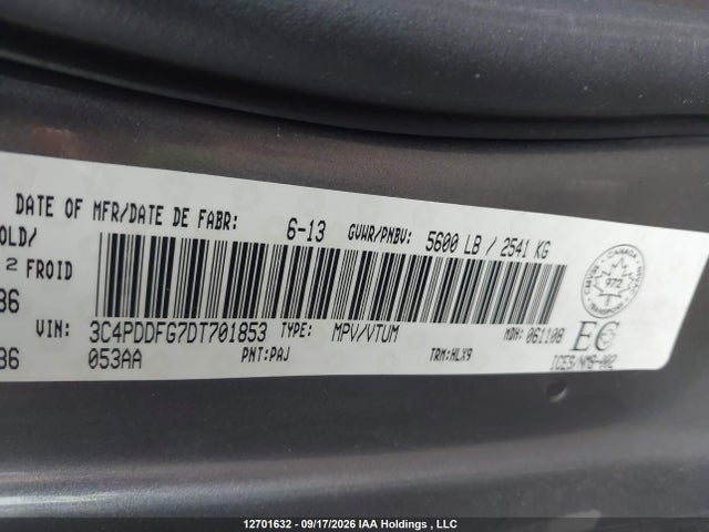 Продажа на аукционе авто 2013 Dodge Journey R/t, vin: 3C4PDDFG7DT701853, номер лота: 12701632