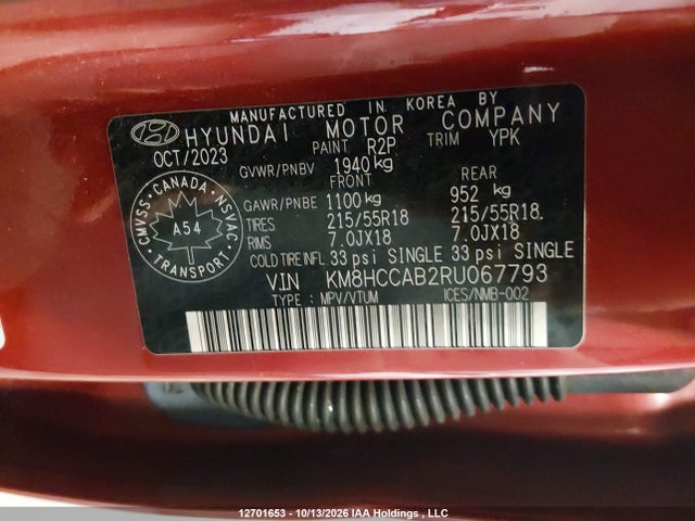 2024 Hyundai Kona Sel მანქანა იყიდება აუქციონზე, vin: KM8HCCAB2RU067793, აუქციონის ნომერი: 12701653