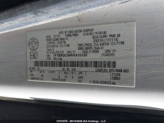 Ford Transit T-250 2024 1FTBR2C84RKA32320 Image 18