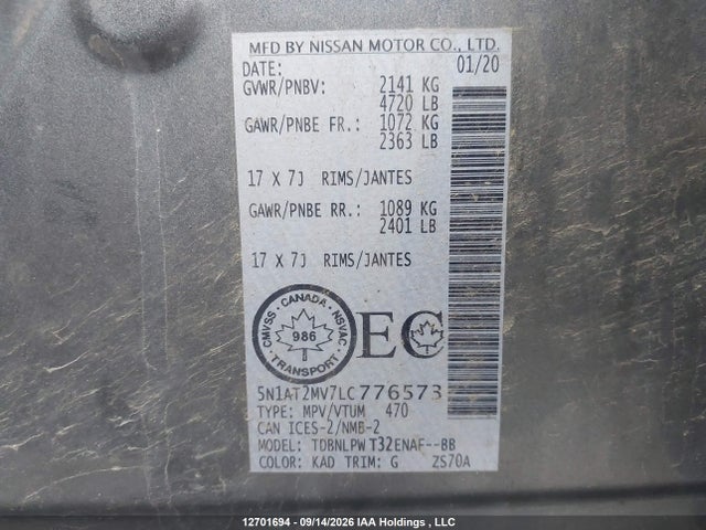 Nissan Rogue S/sl/sv 2020 5N1AT2MV7LC776573 Image 9