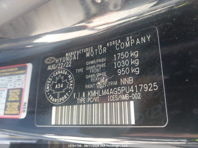 KMHLM4AG5PU417925 Hyundai Elantra Preferred Ivt