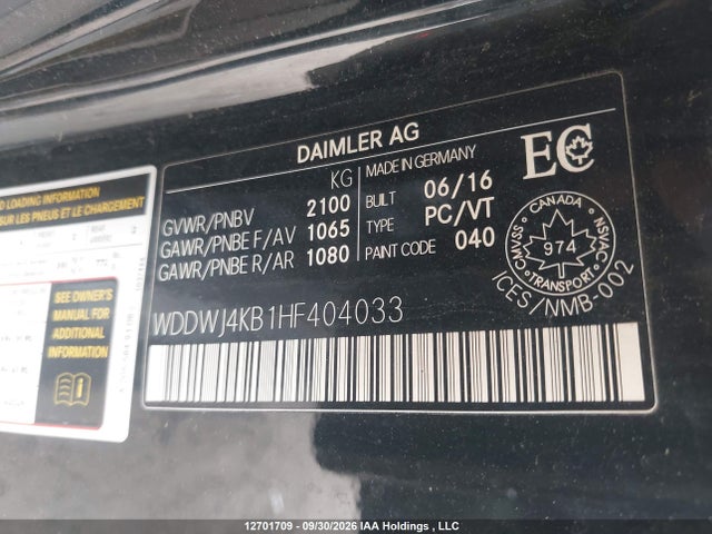 2017 Mercedes-benz C 300 მანქანა იყიდება აუქციონზე, vin: WDDWJ4KB1HF404033, აუქციონის ნომერი: 12701709