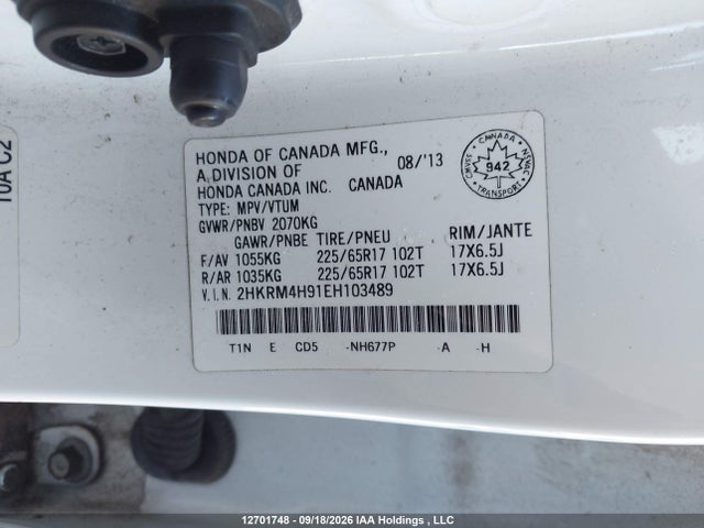 Honda Cr-v Touring 2014 2HKRM4H91EH103489 Image 9