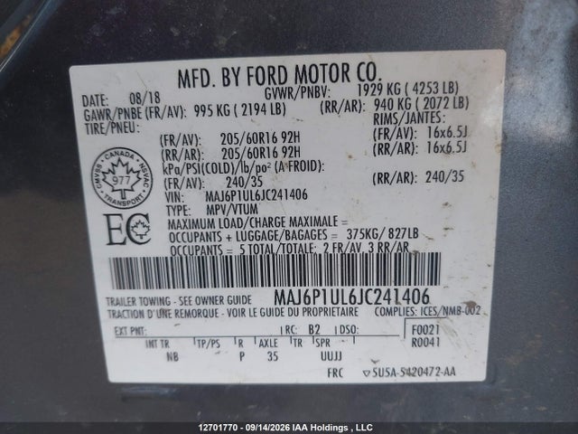 Ford Ecosport Se 2018 MAJ6P1UL6JC241406 Image 19