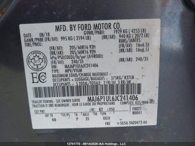Ford Ecosport Se 2018 MAJ6P1UL6JC241406 Image 9