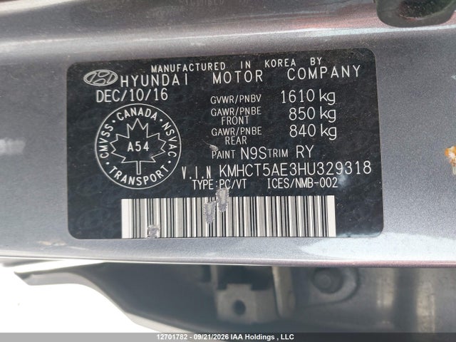 Hyundai ACCENT SE 2017 KMHCT5AE3HU329318 Image 9