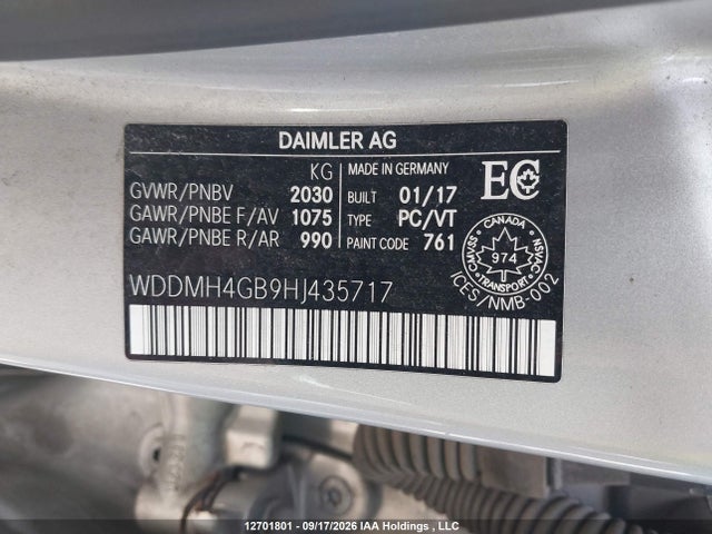 WDDMH4GB9HJ435717 Mercedes-Benz B 250 4matic