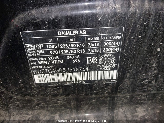 2018 Mercedes-benz Gla 250 4matic მანქანა იყიდება აუქციონზე, vin: WDCTG4GB5JJ518764, აუქციონის ნომერი: 12701820