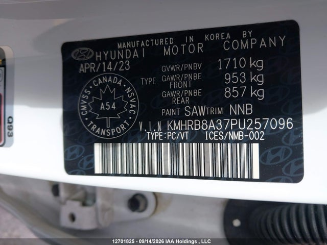 12701825 :رقم المزاد ، KMHRB8A37PU257096 vin ، 2023 Hyundai Venue Essential مزاد بيع