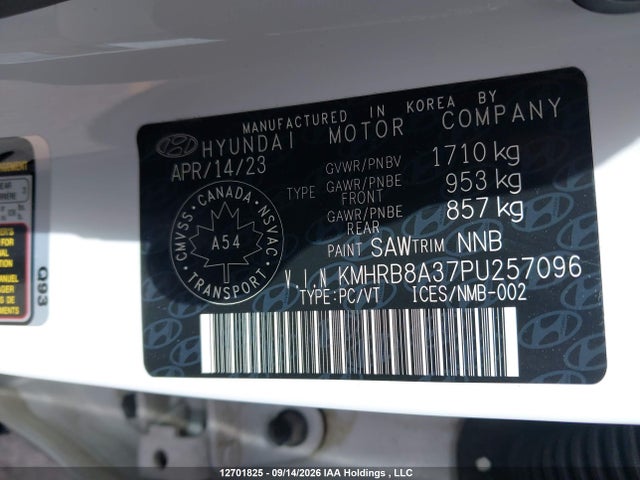 12701825 :رقم المزاد ، KMHRB8A37PU257096 vin ، 2023 Hyundai Venue Essential مزاد بيع