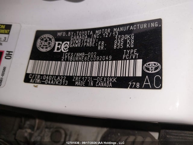 Toyota Corolla 2014 2T1BURHE6EC092049 Image 18