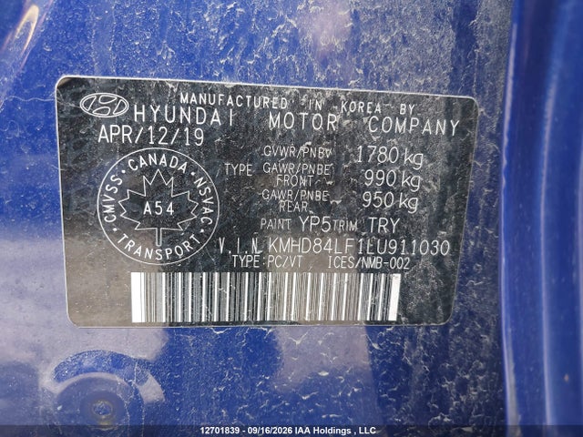 Aukcja sprzedaży 2020 Hyundai Elantra, vin: KMHD84LF1LU911030, numer aukcji: 12701839