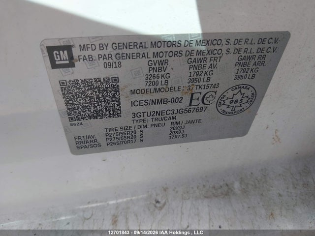 GMC Sierra 1500 Slt 2018 3GTU2NEC3JG567697 Image 9