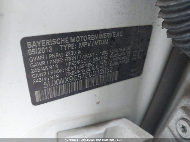 Aukcja sprzedaży 2014 Bmw X3 Xdrive28i, vin: 5UXWX9C57E0D12052, numer aukcji: 12701864