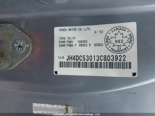 Продажа на аукционе авто 2003 Acura Rsx Type-s, vin: JH4DC53013C803922, номер лота: 12701879