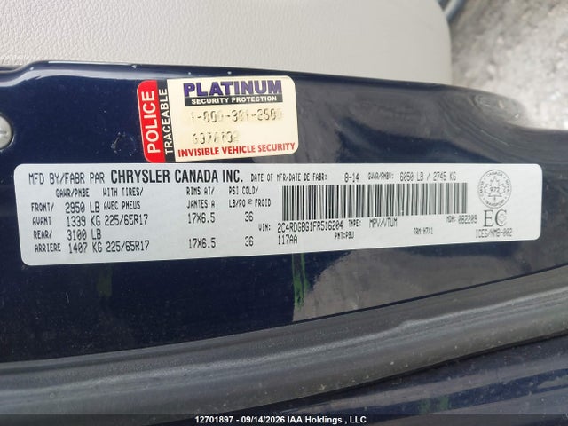 Aukcja sprzedaży 2015 Dodge Grand Caravan Se, vin: 2C4RDGBG1FR516204, numer aukcji: 12701897