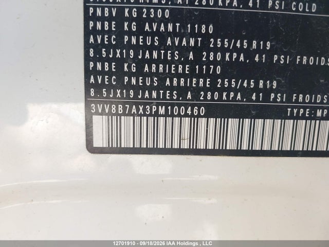 Продажа на аукционе авто 2023 Volkswagen Tiguan Comfortline R-line Black, vin: 3VV8B7AX3PM100460, номер лота: 12701910