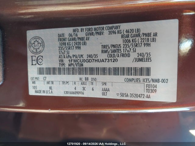 Ford ESCAPE SE 2017 1FMCU0GD7HUA73120 Image 21