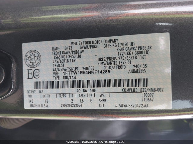 Ford F-150 Xlt 2022 1FTFW1E54NKF14285 Image 18