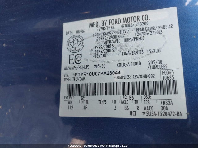 Продажа на аукционе авто 2007 Ford Ranger Xl, vin: 1FTYR10U07PA28044, номер лота: 12696616