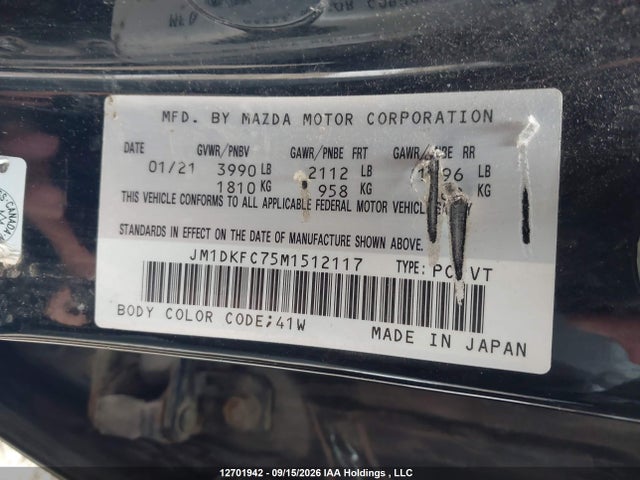2021 Mazda Cx-3 მანქანა იყიდება აუქციონზე, vin: JM1DKFC75M1512117, აუქციონის ნომერი: 12701942
