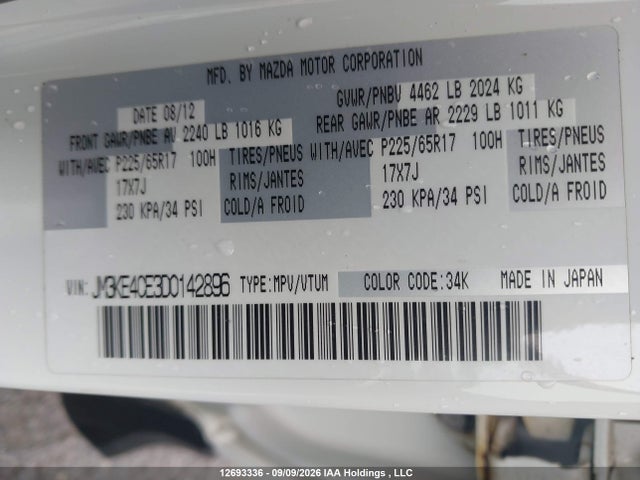 Aukcja sprzedaży 2013 Mazda Cx-5 Gs, vin: JM3KE4CE3D0142896, numer aukcji: 12693336