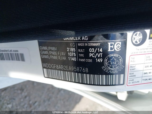Aukcja sprzedaży 2014 Mercedes-benz C 300, vin: WDDGF8AB2EA958768, numer aukcji: 12702014