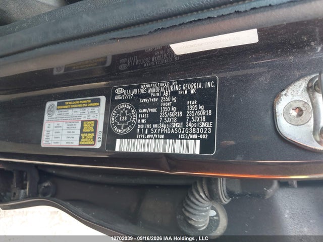 Aukcja sprzedaży 2018 Kia Sorento 3.3l Ex/3.3l Ex+, vin: 5XYPHDA50JG383023, numer aukcji: 12702039