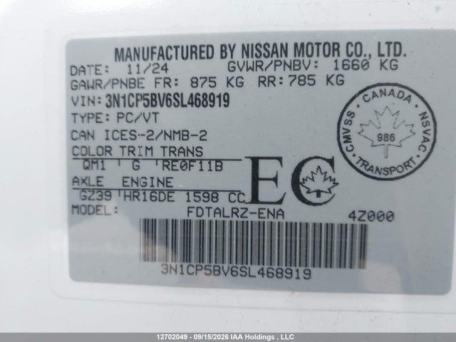 3N1CP5BV6SL468919 Nissan Kicks Play S