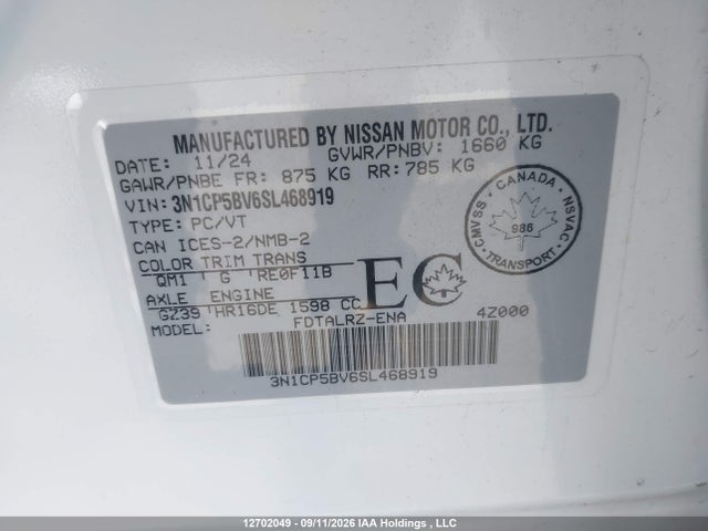 3N1CP5BV6SL468919 Nissan Kicks Play S