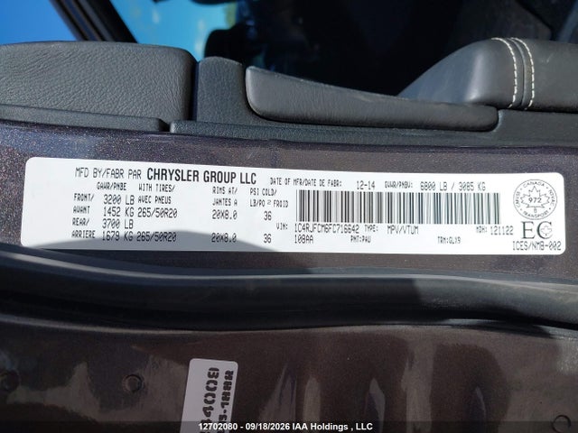 2015 Jeep Grand Cherokee მანქანა იყიდება აუქციონზე, vin: 1C4RJFCM6FC716642, აუქციონის ნომერი: 12702080