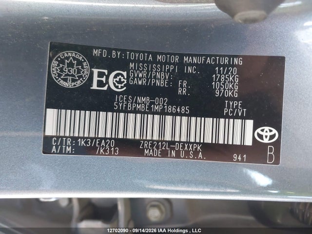 Toyota Corolla Xle 2021 5YFBPMBE1MP186485 Image 21