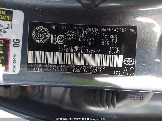 Toyota COROLLA LE 2014 2T1BURHE3EC132619 Image 19