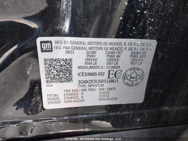 12702166 :رقم المزاد ، 3GNKDCRJ5RS149611 vin ، 2024 Chevrolet Blazer Ev Rs Eawd مزاد بيع