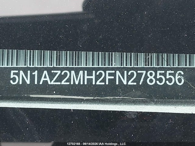 12702168 :رقم المزاد ، 5N1AZ2MH2FN278556 vin ، 2015 Nissan Murano S/sl/sv/platinum مزاد بيع