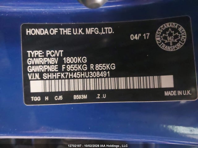 Honda Civic Sport 2017 SHHFK7H45HU308491 Image 19