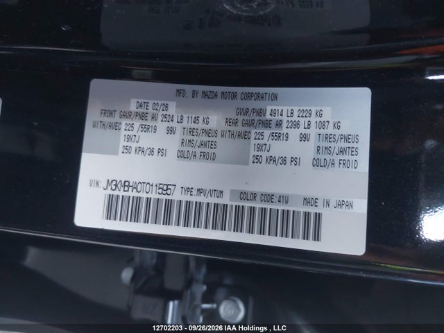12702203 :رقم المزاد ، JM3KMBHA0T0115957 vin ، 2026 Mazda Cx-5 Gs مزاد بيع